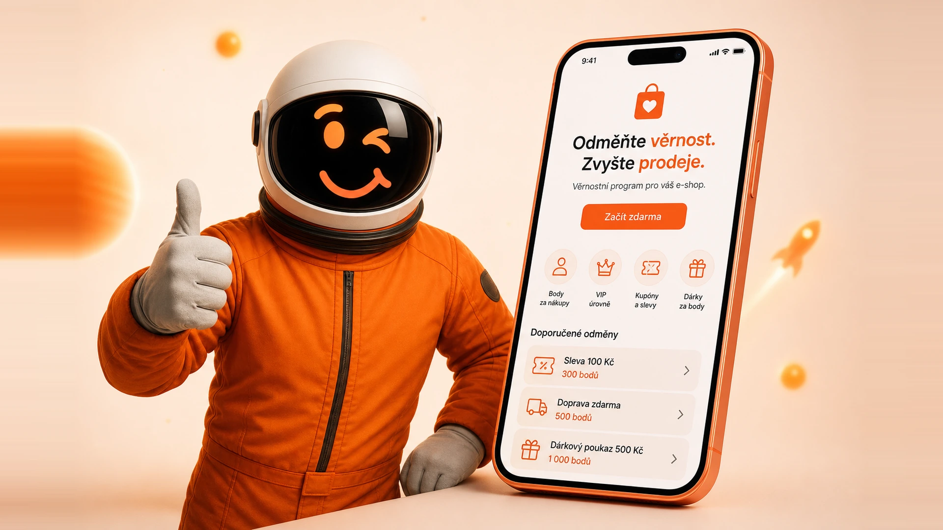 Věrnostní systém Ellity pro Eshop-rychle — kosmonaut Eshop-rychle a logo Ellity.eu Loyalty Program