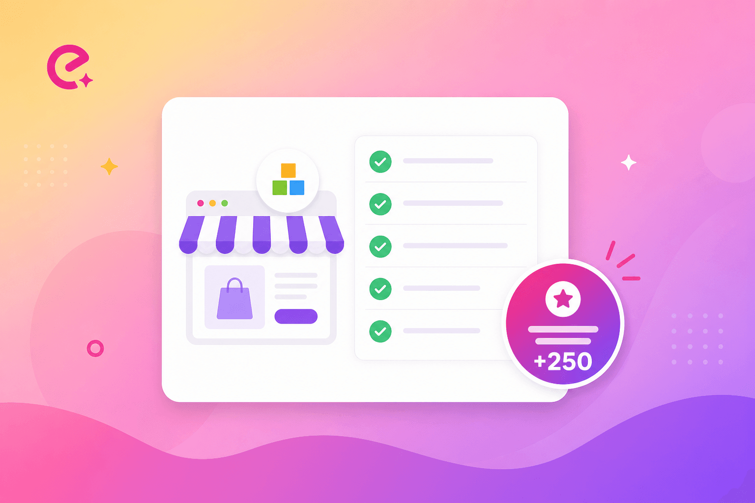 Checklist pro spuštění věrnostního programu na Shoptet e-shopu — ilustrace ve stylu Ellity