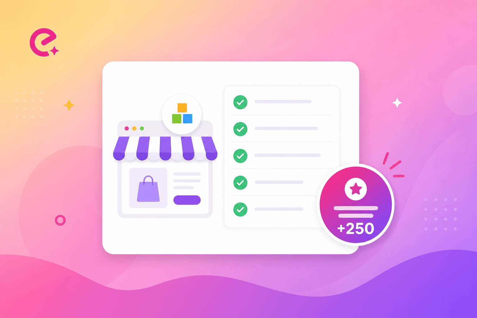 Checklist pro spuštění věrnostního programu na Shoptet e-shopu — ilustrace ve stylu Ellity
